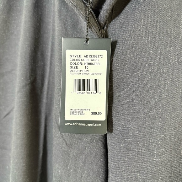 Adrianna Papell Wide Leg Cuffed Charcoal Flat Front Pants - Picture 4 of 10